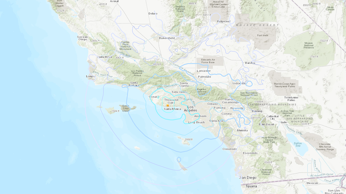 Mapa del terremoto de Los Ángeles