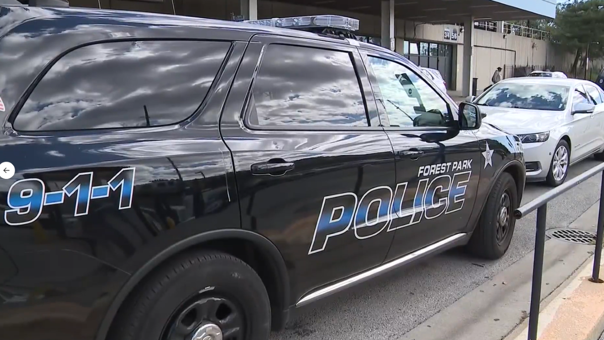 Close-up shot of police car