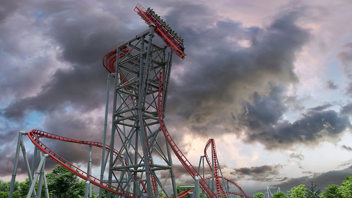 The tilt mechanics  Siren's Curse roller coaster Cedar Point Ohio