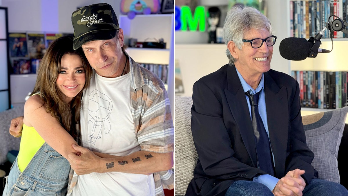 Side by side photos of Denise Richards with Stephen Baldwin and Eric Roberts