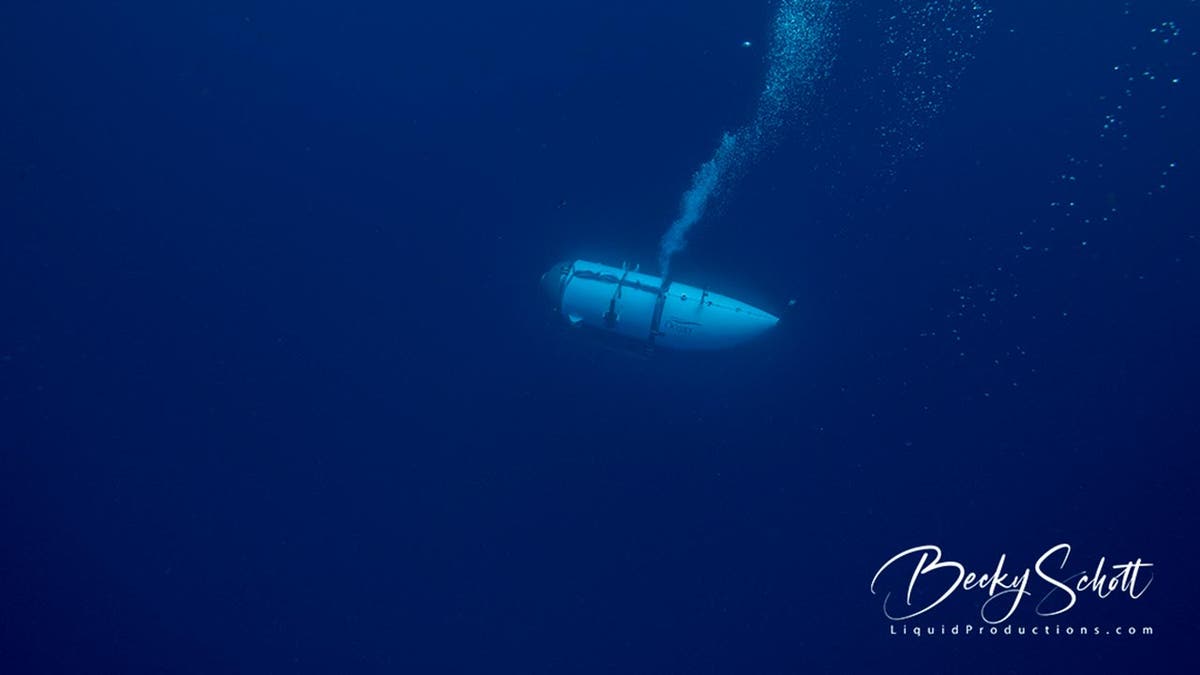 The Titan submersible is seen underwater