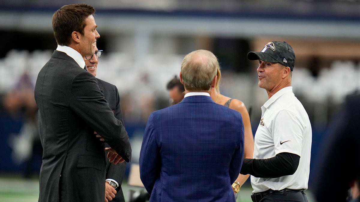 Tom Brady and John Harbaugh