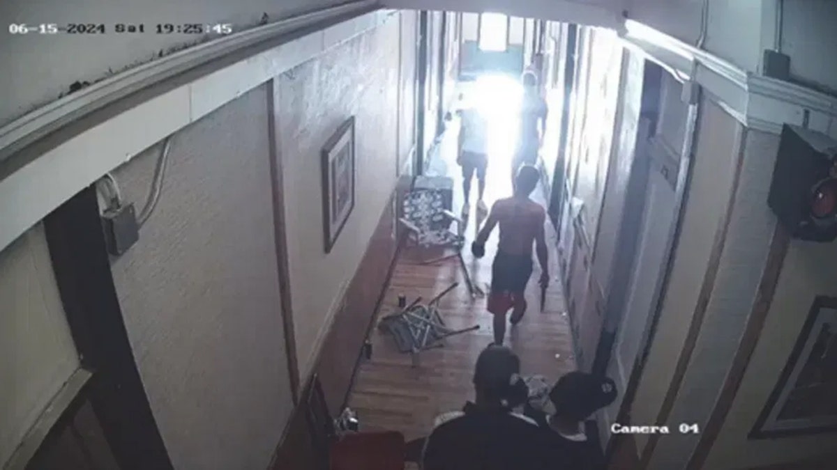 Suspected members of the Tren de Aragua gang caught on surveillance footage at the Gateway Hotel in El Paso