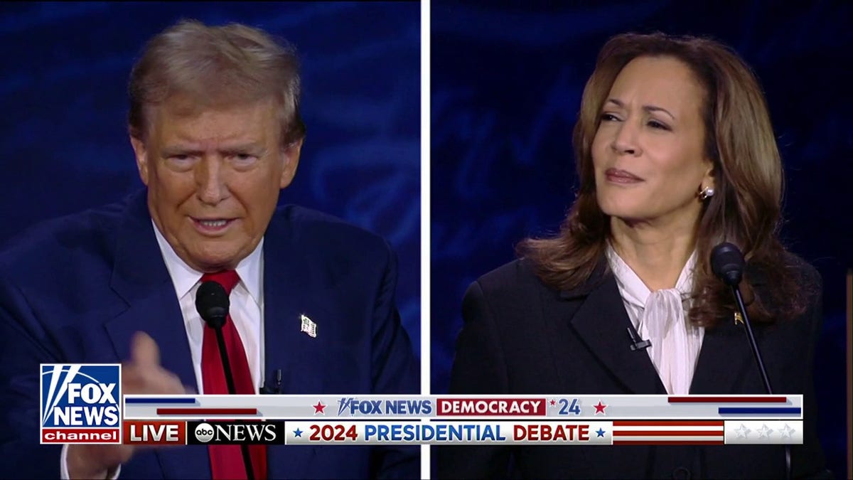 Former President Trump and Vice President Kamala Harris are seen at Tuesday night's debate in Pennsylvania.