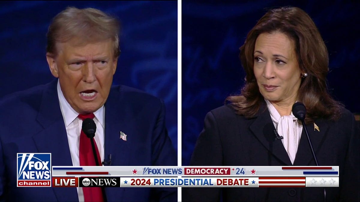 división izquierda-derecha del ex presidente Trump y la vicepresidenta Kamala Harris