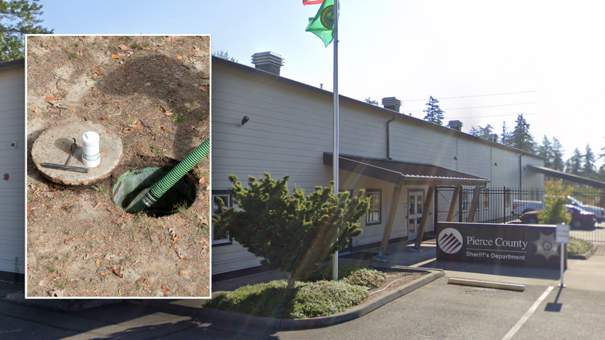 Split image of septic tank, police office