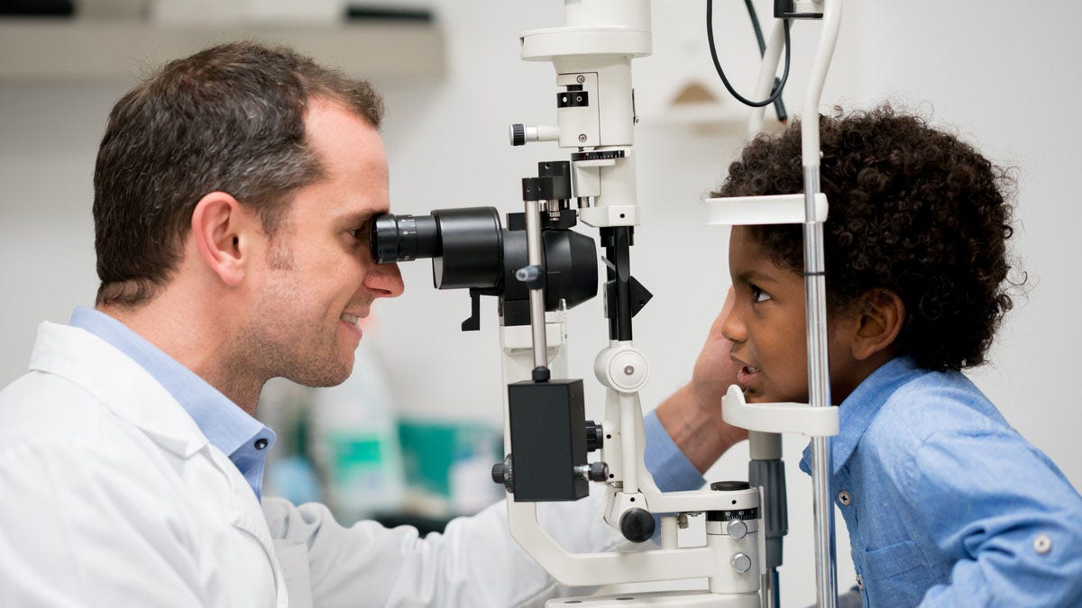 Boy at eye doctor