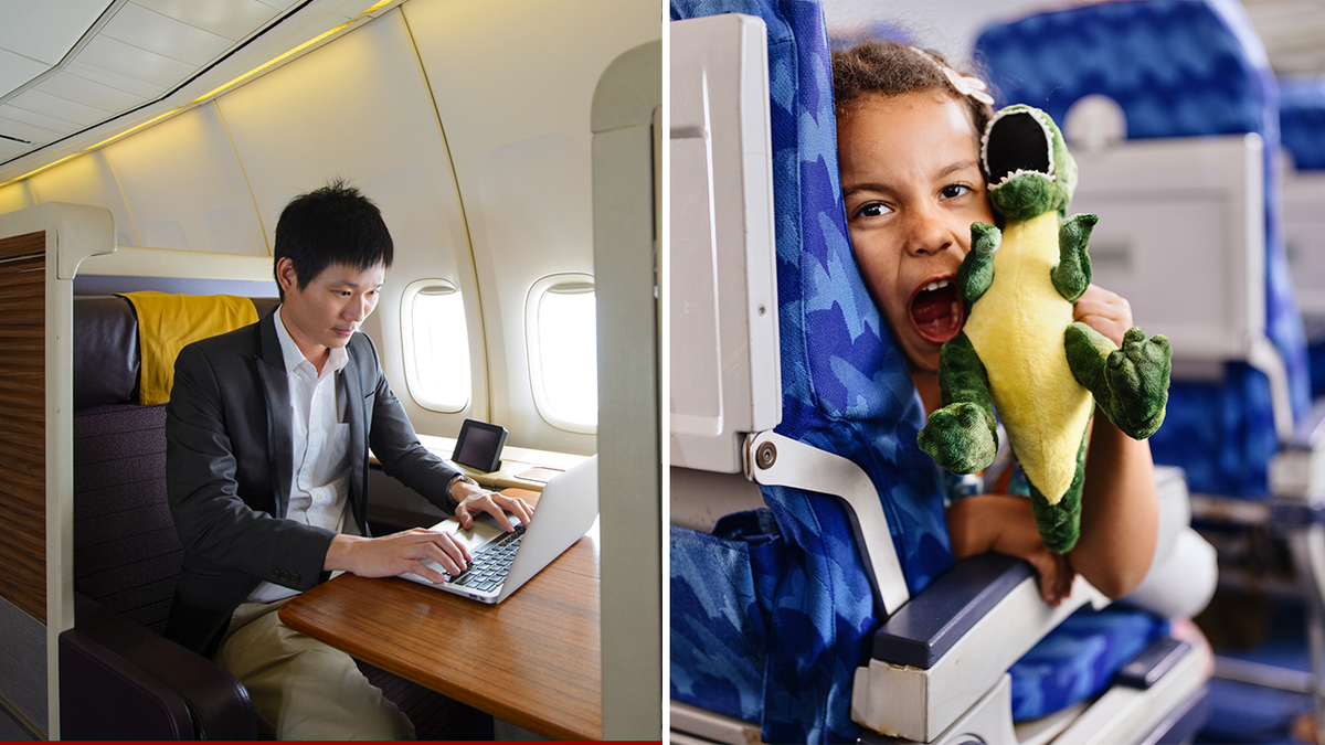 niños en el avión