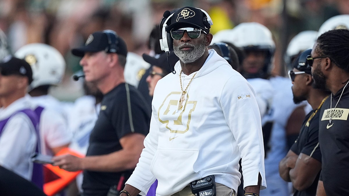 Deion Sanders on the sidelines