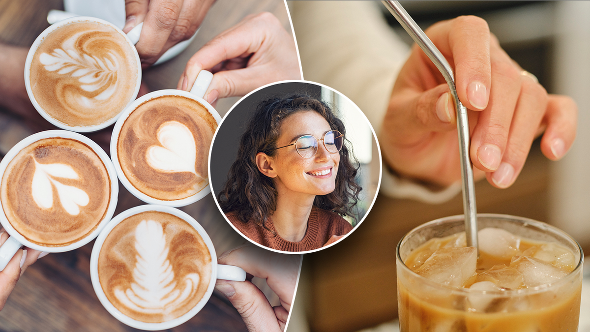 Café y mujer sonriente