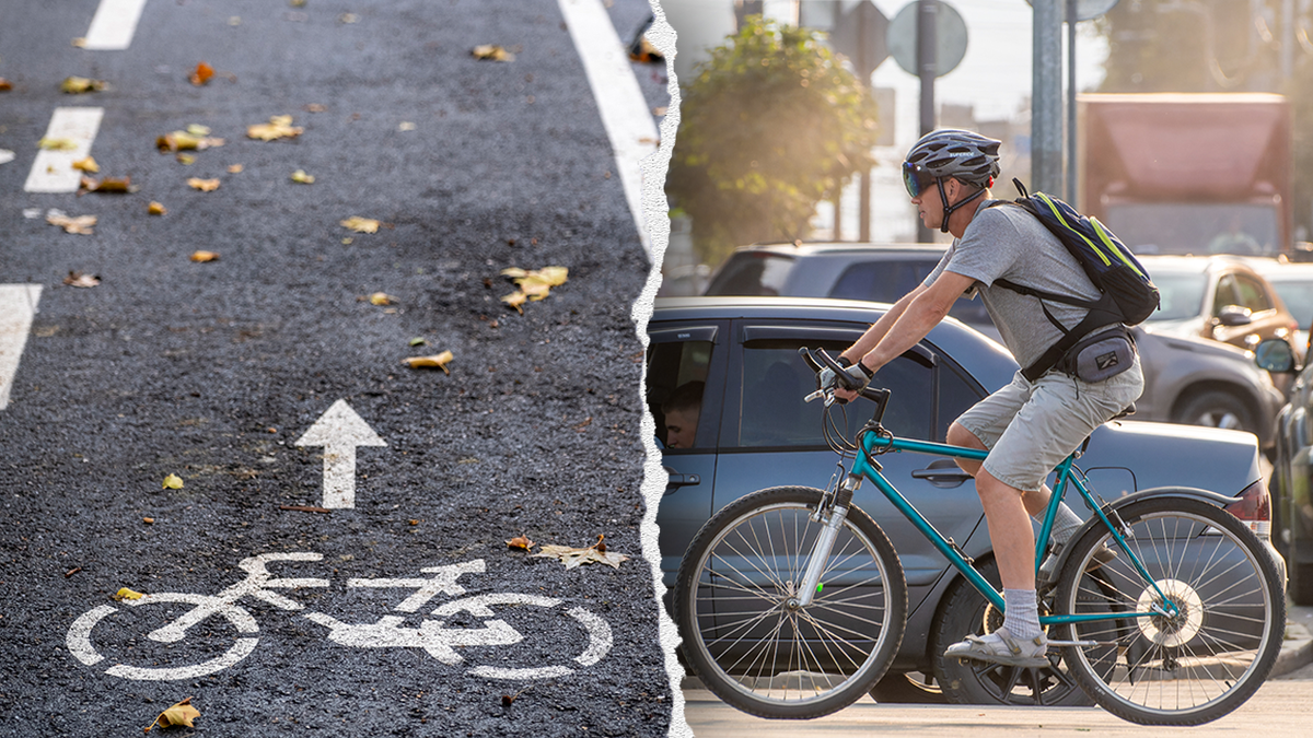 Biking path and cyclist