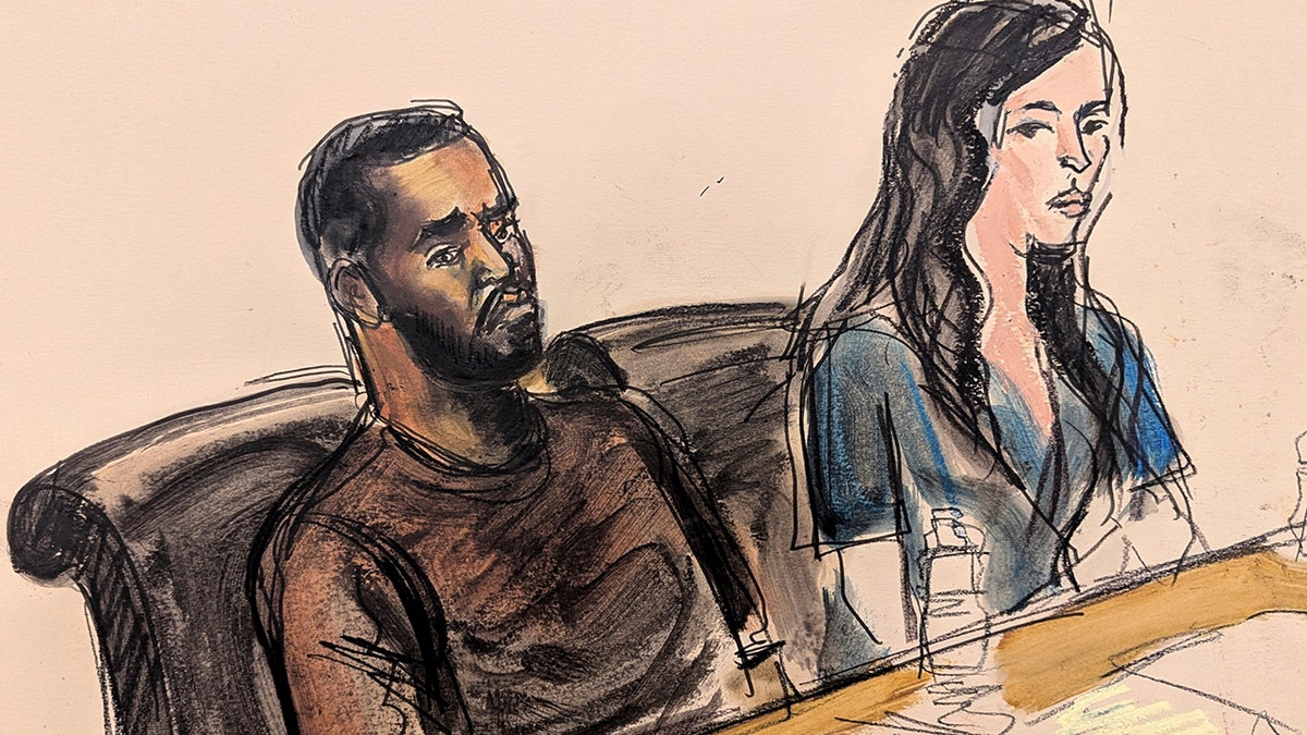 Diddy wears black shirt in court sketch