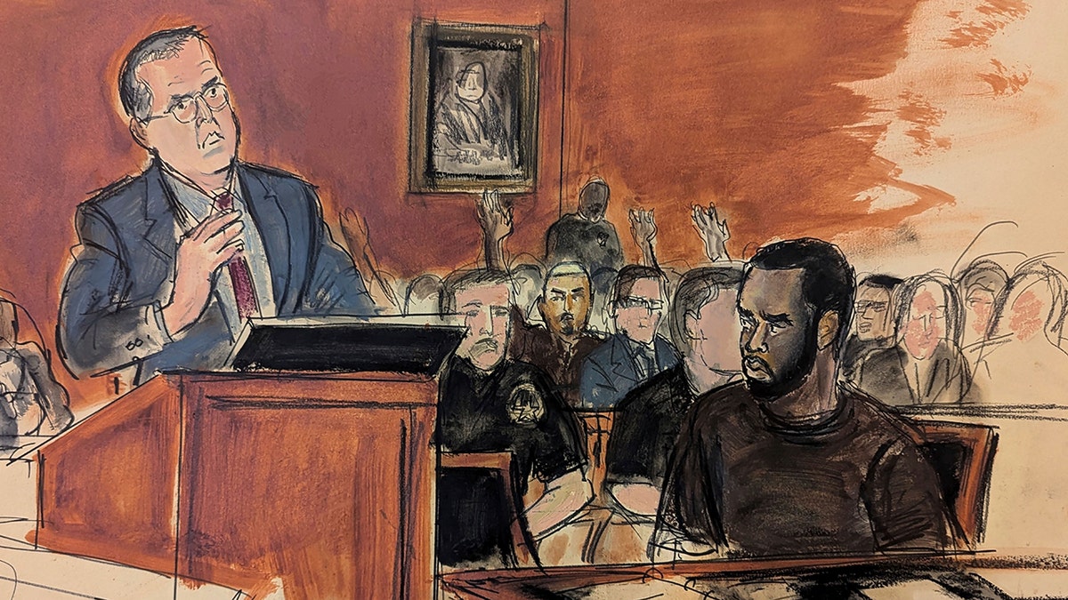 Sean Diddy combs listens to your bail appeal hearing in the Federal Court of Manhattan.