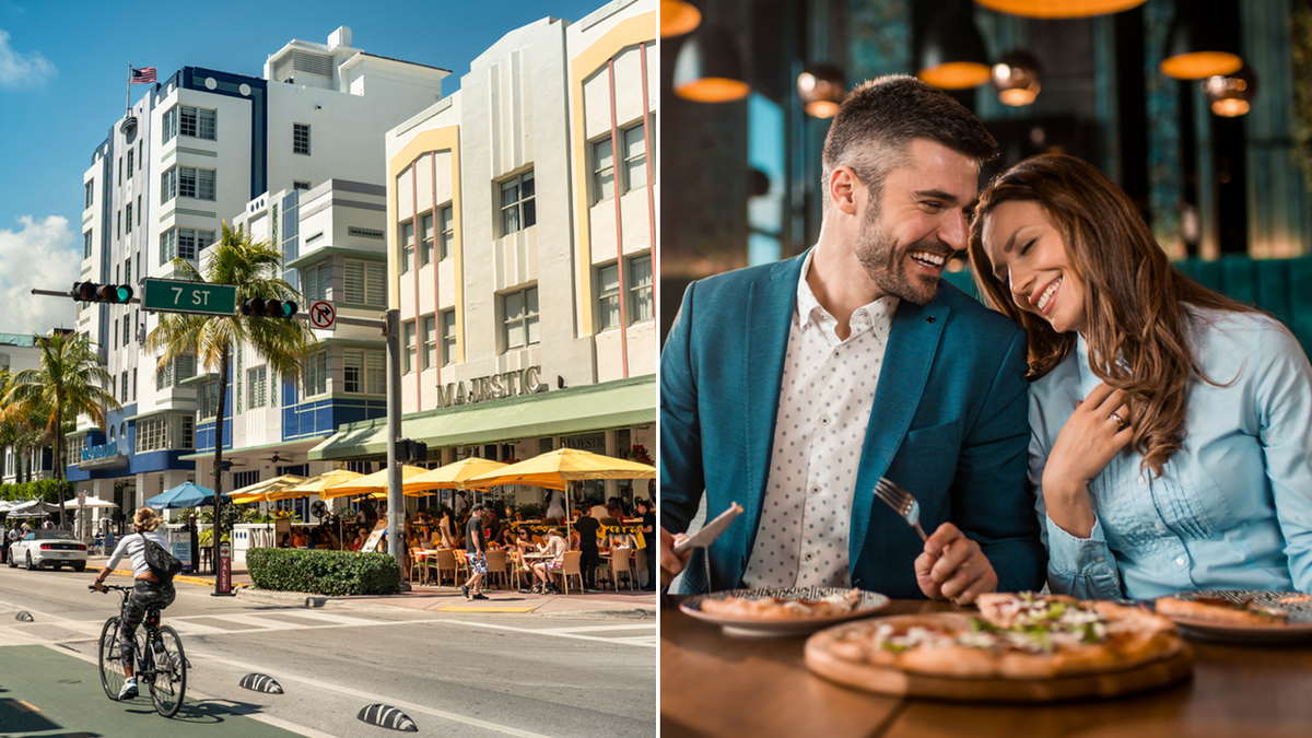 Miami y la gente comiendo