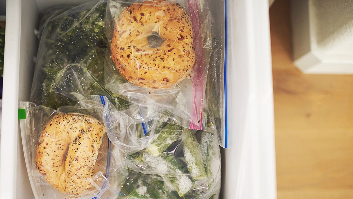 Bagels in freezer