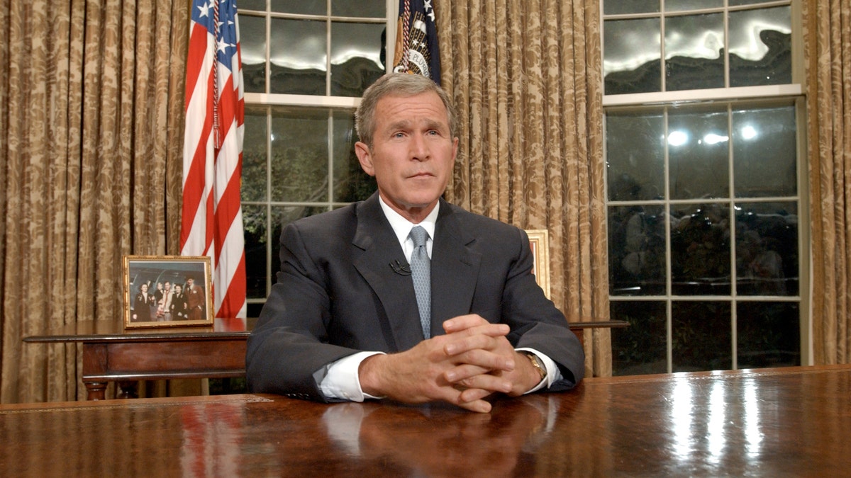 Former President George W. addresses the nation after the 9/11 terror attacks.