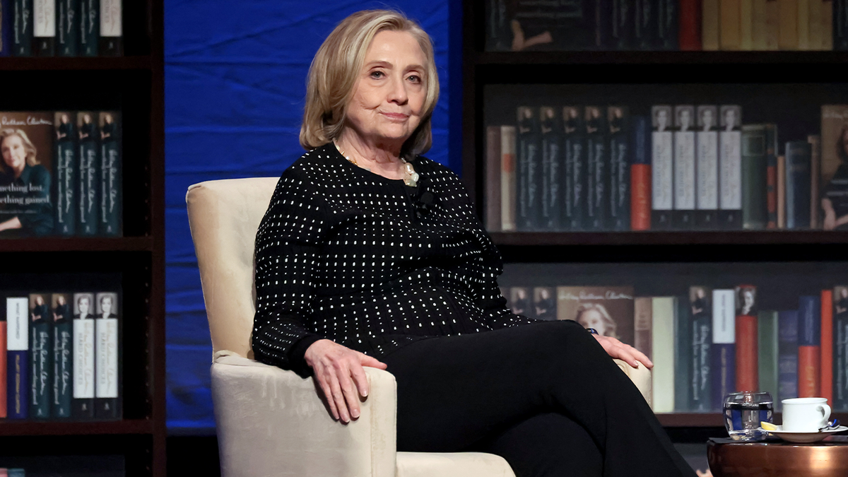 Hillary Clinton looks at camera