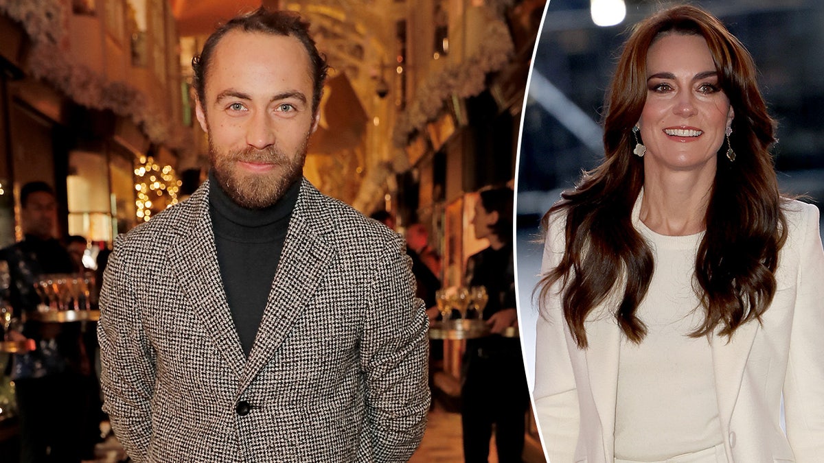 A split image of James Middleton and Kate Middleton