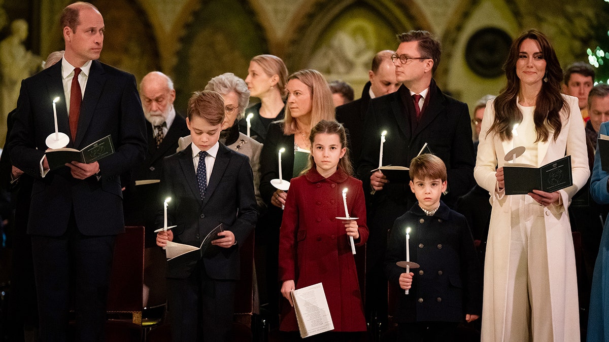 Kate Middleton, Prince William and their children at the Royal Carols - Together At Christmas service at Westminster Abbey.