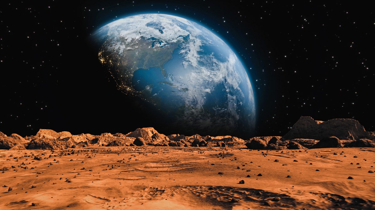 Mars aboveground  with Earth successful  the distance