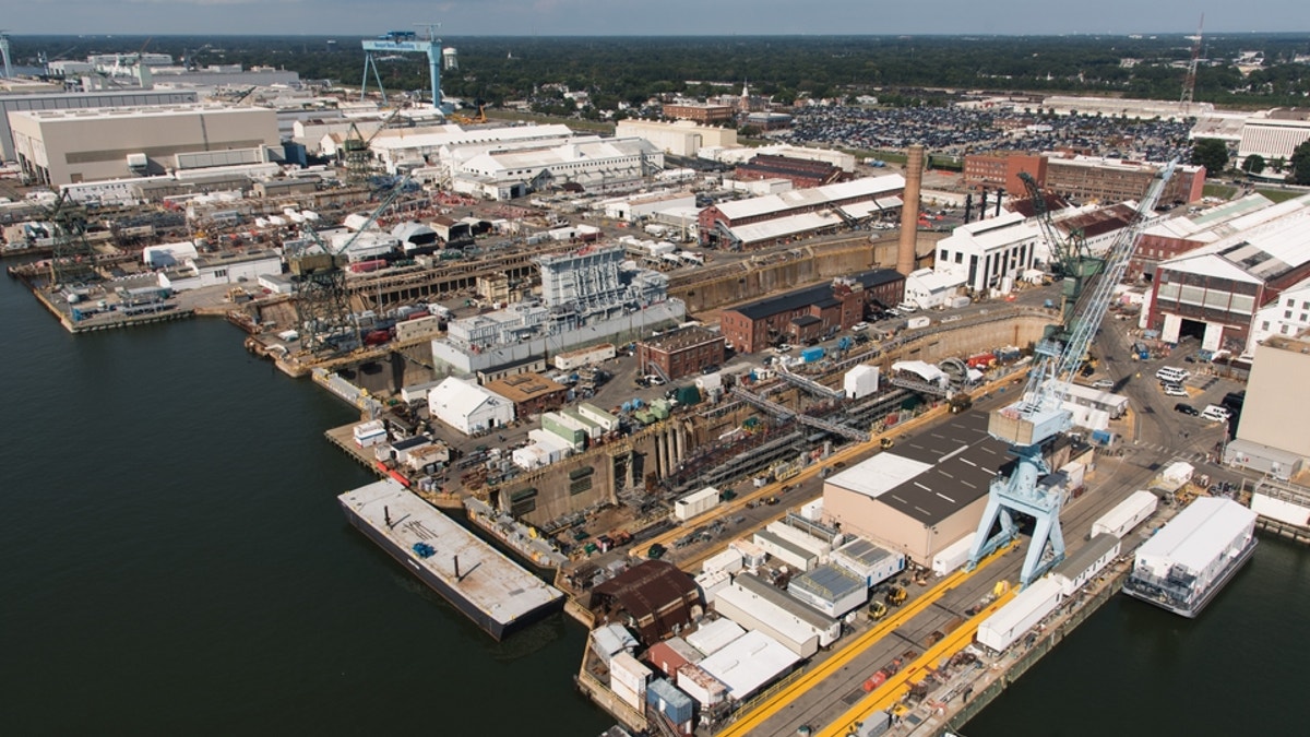 Aerial view of Newport News Shipyard