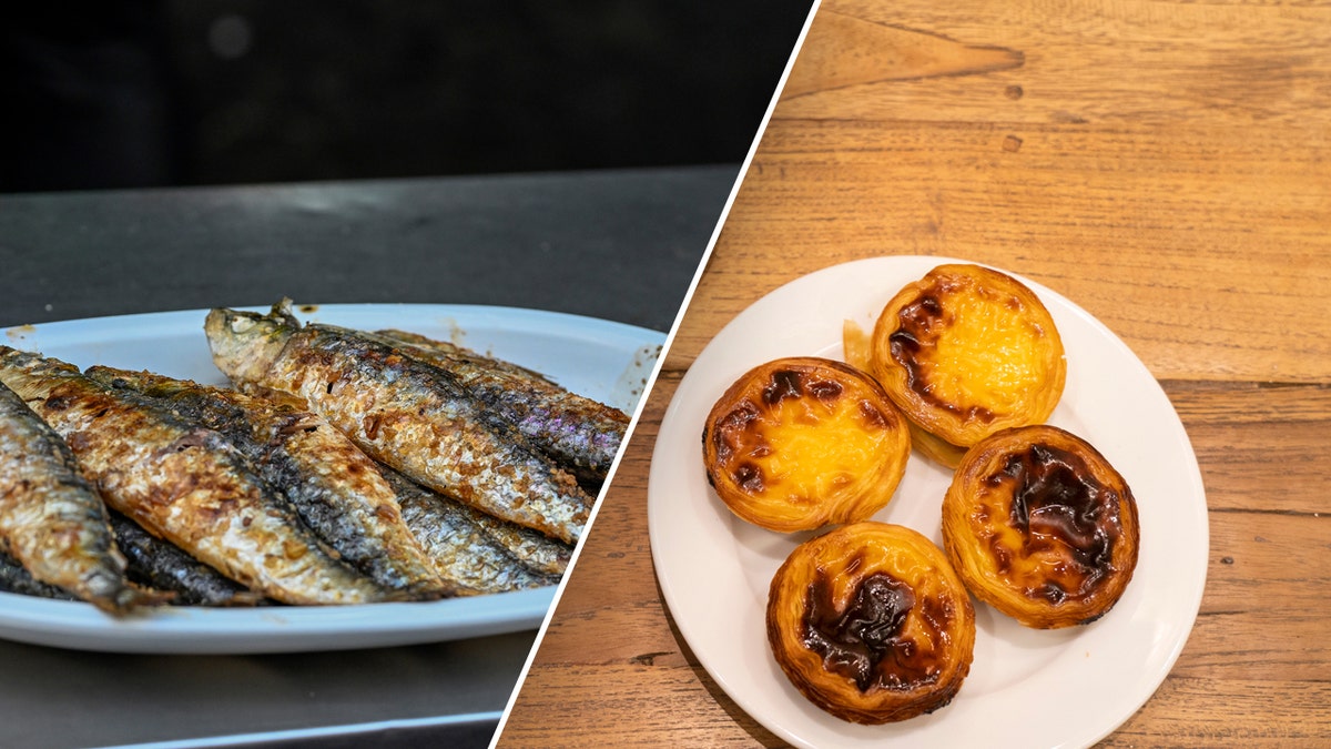 Sardinas asadas y un postre de natillas