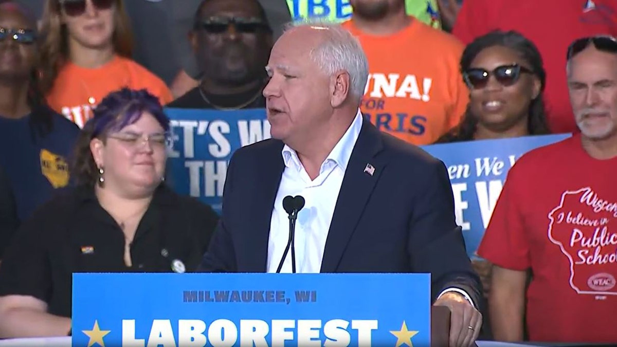 Close-up of Tim Walz at LaborFest