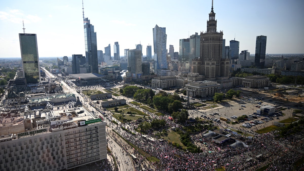 An aerial view of Warsaw, Poland