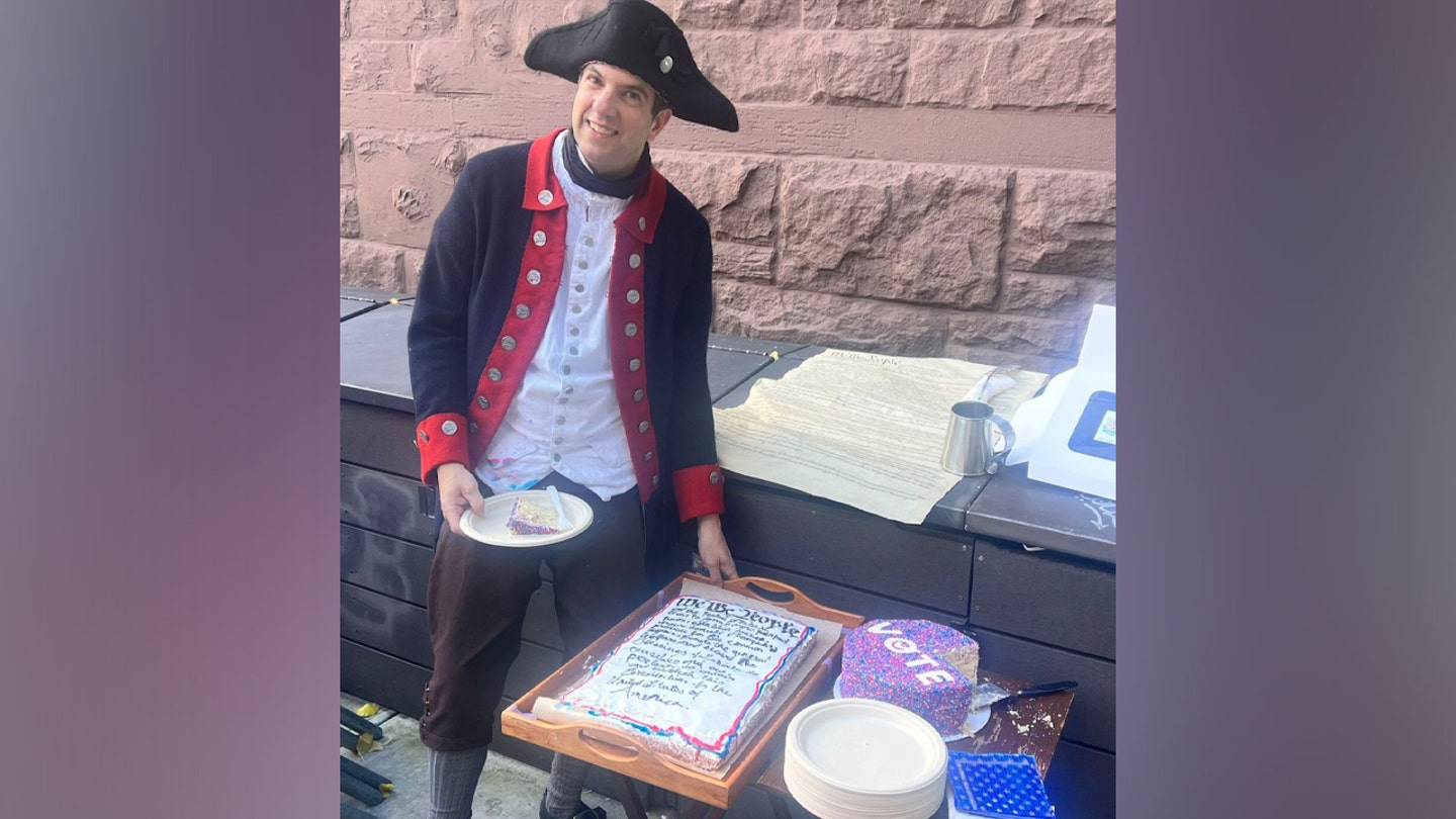 AJ Jacobs election cake at polls