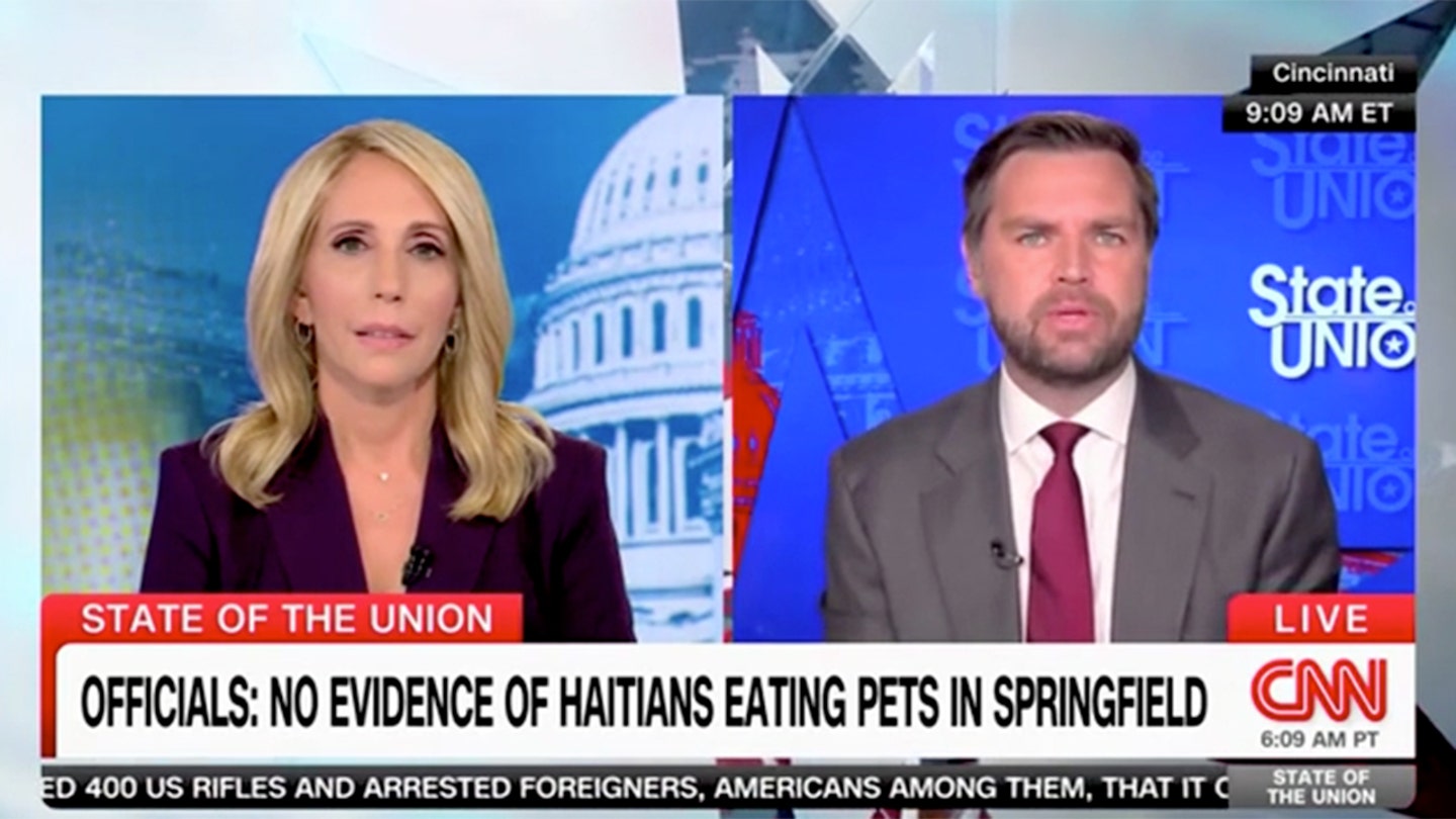 CNN's Dana Bash Slams JD Vance for Racist 'Eating the Pets' Claim