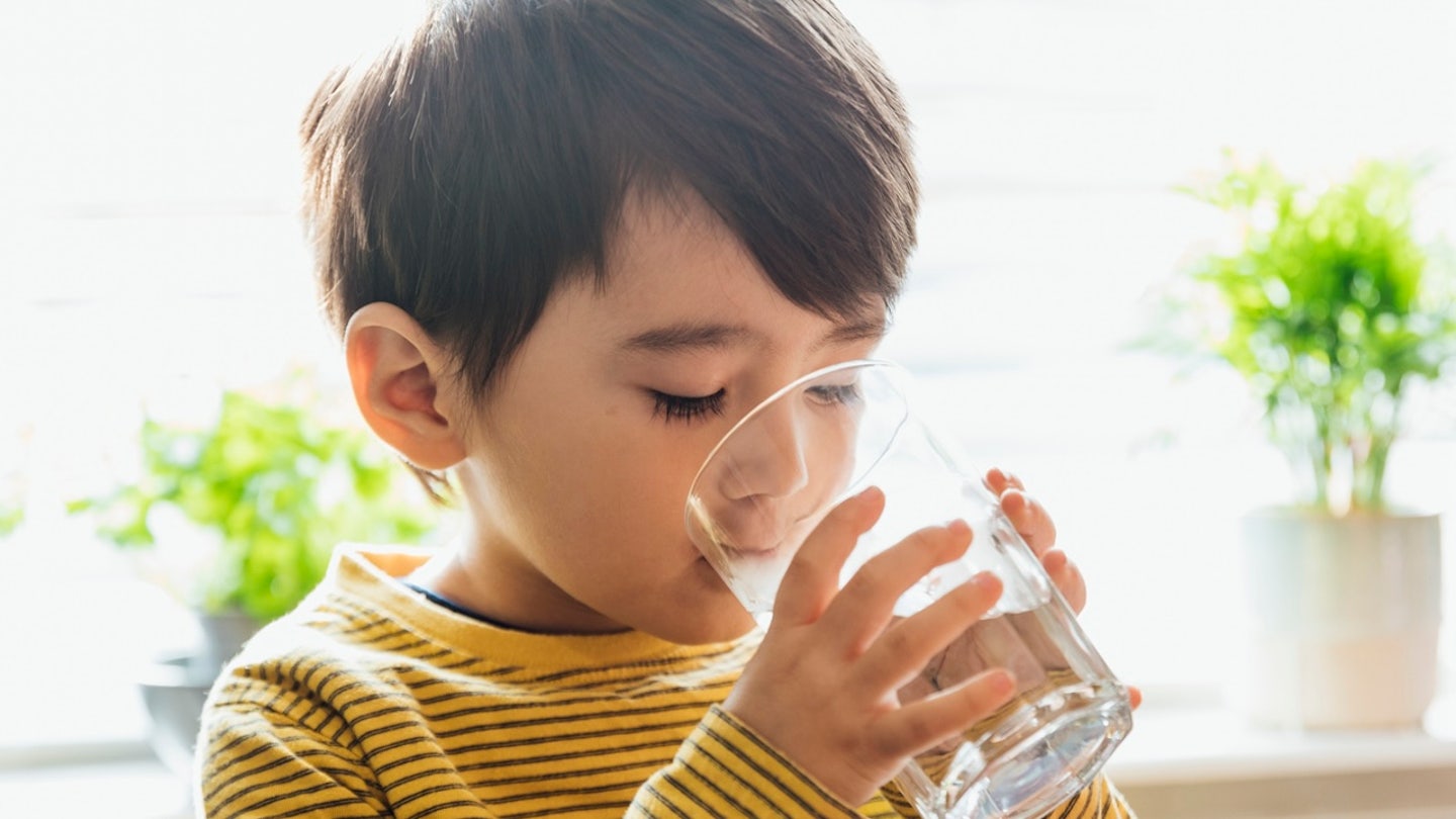 child drinking water