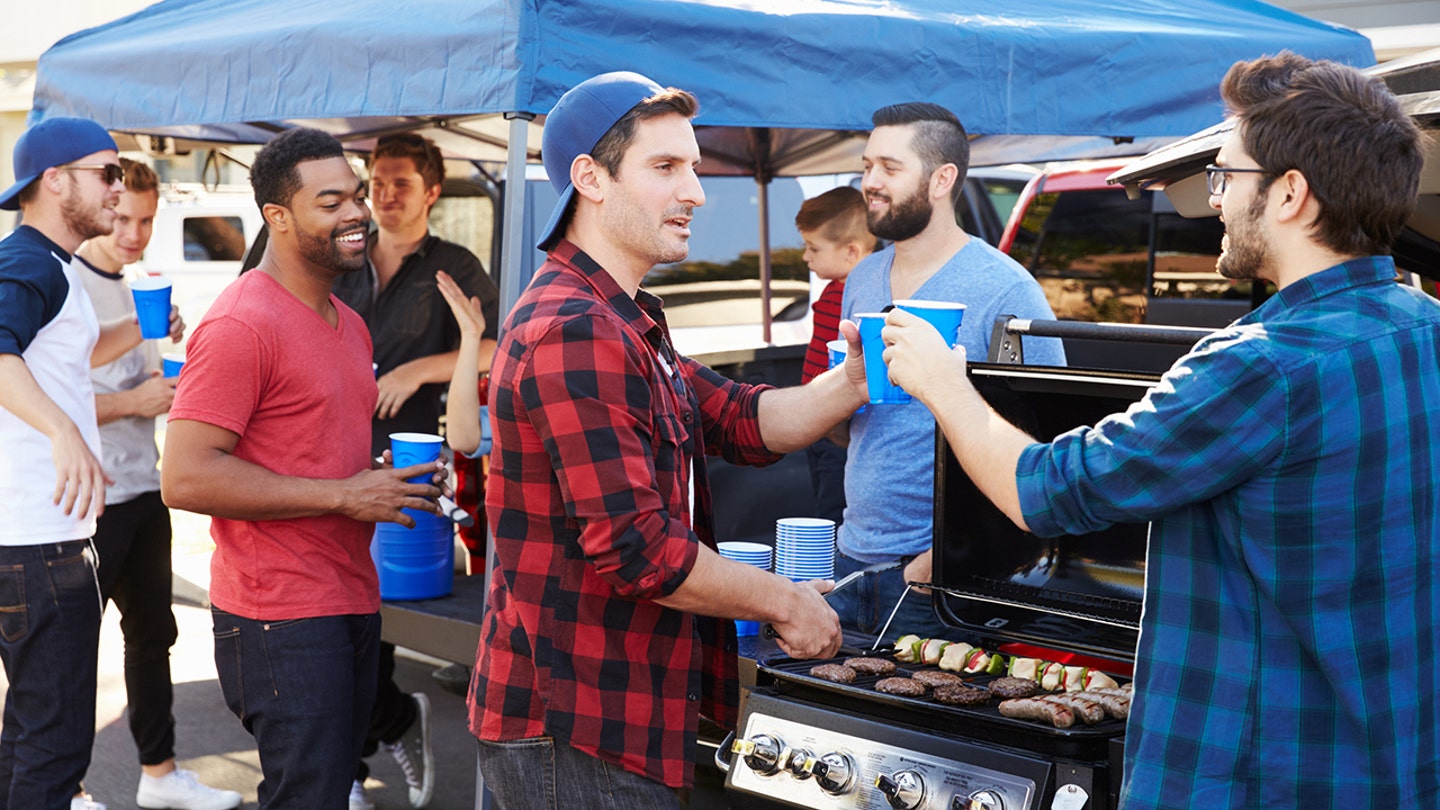 football fans at tailgate