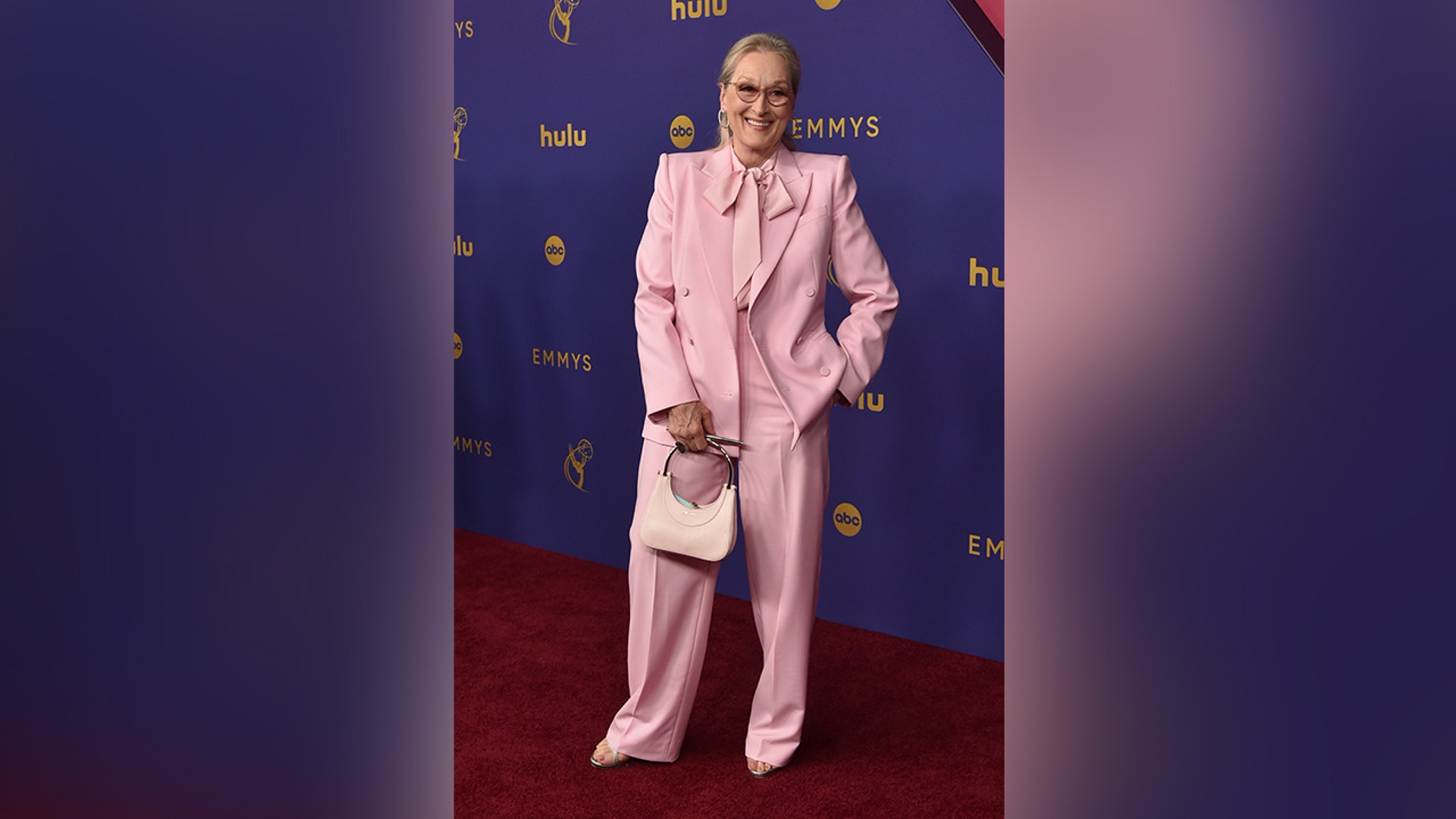 Meryl Streep, nominated for her work in "Only Murders in the Building," walked the red carpet at the 2024 Emmy Awards in a pink suit.