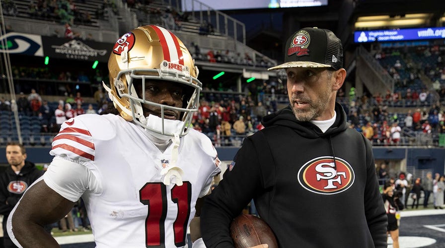 49ers' Kyle Shanahan, Brandon Aiyuk appear to have animated