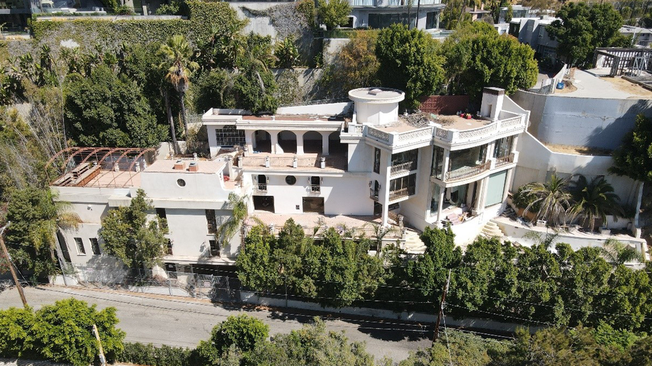 Aerial view of Hollywood Hills mansion