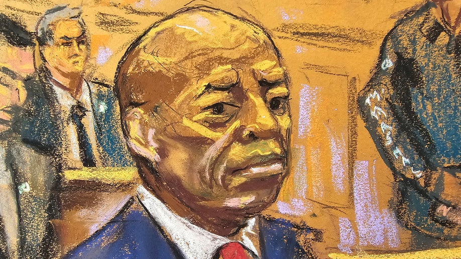 New York City Mayor Eric Adams sits in federal court during his arraignment