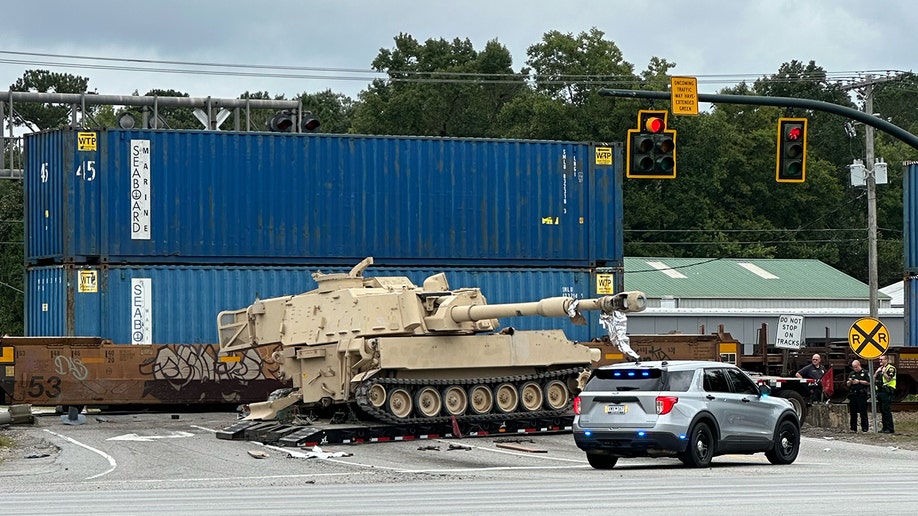 Train and Semi-Truck Collision in South Carolina Damages Mobile Artillery Vehicle and Street Crossing