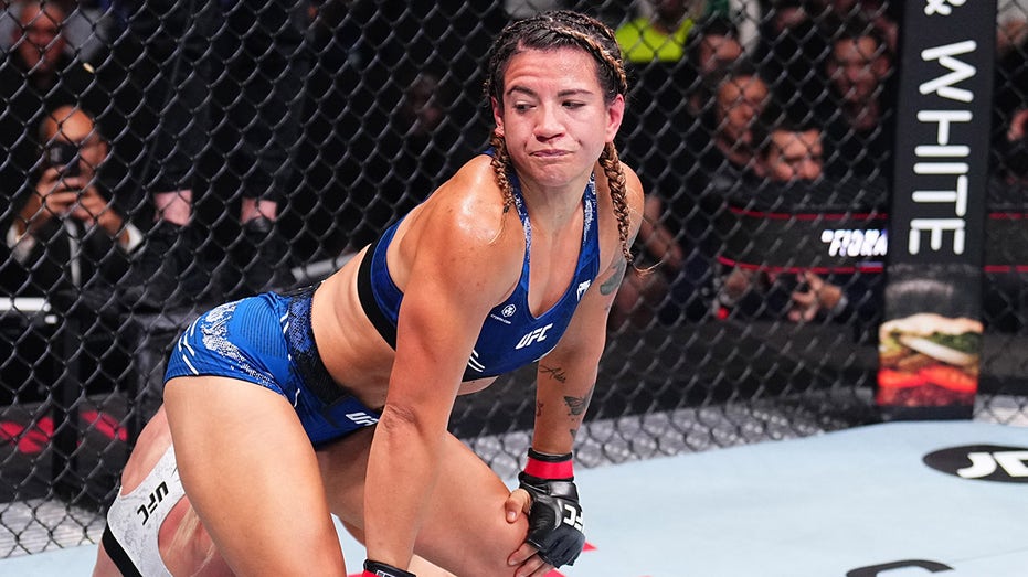 UFC fighter Ailin Perez performs salacious celebration after making opponent tap out