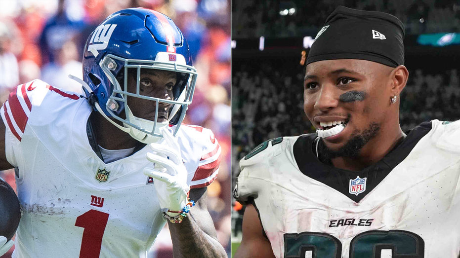 Eagles' Saquon Barkley shouts out Malik Nabers to the ire of Giants fans: 'Stay on your side' thumbnail