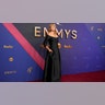 Laura Dern in a black gown at the 2024 Emmy Awards red carpet.