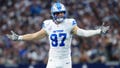 Oct 13, 2024; Arlington, Texas, USA;  Detroit Lions defensive end Aidan Hutchinson (97) reacts during the second quarter against the Dallas Cowboys at AT&amp;T Stadium. - Fox News