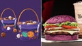 Dunkin' and Burger King have released their 2024 Halloween menu items, which include a purple buckle of doughnut holes and a Whopper with a purple bun. - Fox News