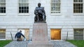 The John Harvard statue was vandalized with red paint on Oct. 8, 2024, in an act of 'Palestinian resistance.' - Fox News