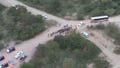 A large group of illegal immigrants is seen from above in Texas near the Mexican border. - Fox News