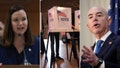 This split shows Florida AG Ashley Moody, DHS Secretary Alejandro Mayorkas and voters in a voting booth. - Fox News
