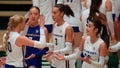 From front left to right, San Jose State setter Brooke Slusser celebrates after scoring a point with libero Randilyn Reeves, outside hitter Blaire Fleming and libero Alessia Buffagni during the first set of an NCAA college volleyball match against Colorado State, Thursday, Oct. 3, 2024, in Fort Collins, Colo. - Fox News