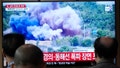 A TV screen reports North Korea has blown up parts of northern side of inter-Korean roads during a news program at Seoul Railway Station in Seoul, South Korea, Tuesday, Oct. 15, 2024. - Fox News