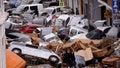 Vehicles are seen piled up after being swept away by floods in Valencia, Spain, Thursday, Oct. 31, 2024. - Fox News