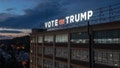 The illuminated "Vote for Trump" sign at 26 Elk Street, Amsterdam, New York. - Fox News