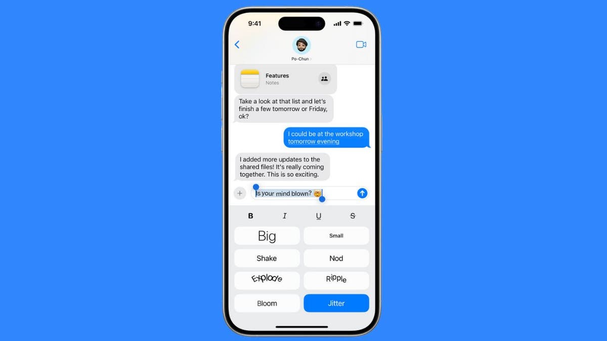 New text formatting and iOS 18 effects in messages